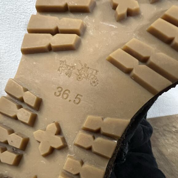 Coach Keely Knee Boots Suede Leather Shearling Lined Wedge Heel Womens 6.5 Black - Picture 14 of 16